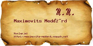 Maximovits Medárd névjegykártya
